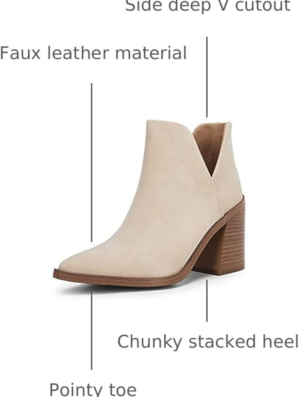 (80-4678) FISACE Womens Pointed Toe Stacked Mid Heel Ankle Boots Sz 9 - Picture 3 of 14